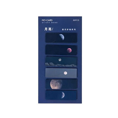 Night sky star index post-it notes set showing six celestial colour variations