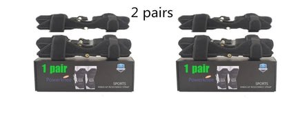 Adjustable spring knee brace for sports support in black, shown with straps.