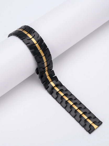 Stainless steel watch band for Samsung Galaxy Watch in multiple colour options on a grey background.