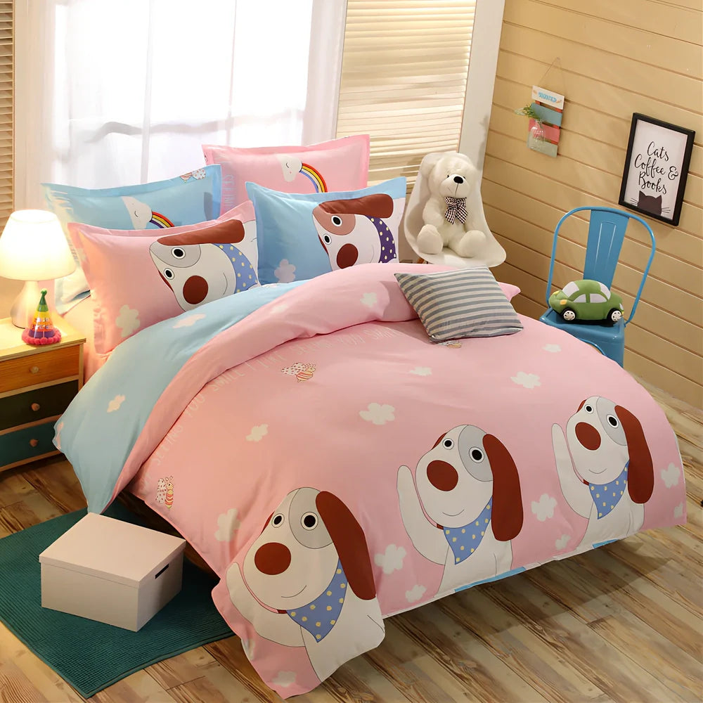 Cashmere cotton bedding set with reactive printed floral pattern in twill weave construction