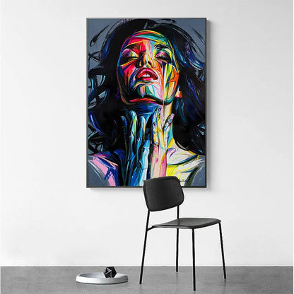 Black smokey girl portrait painting on non-woven canvas unframed wall art