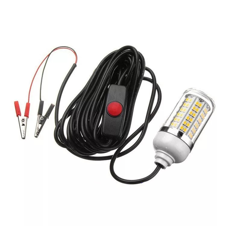 Waterproof fishing light with green or warm yellow LEDs for sea fishing