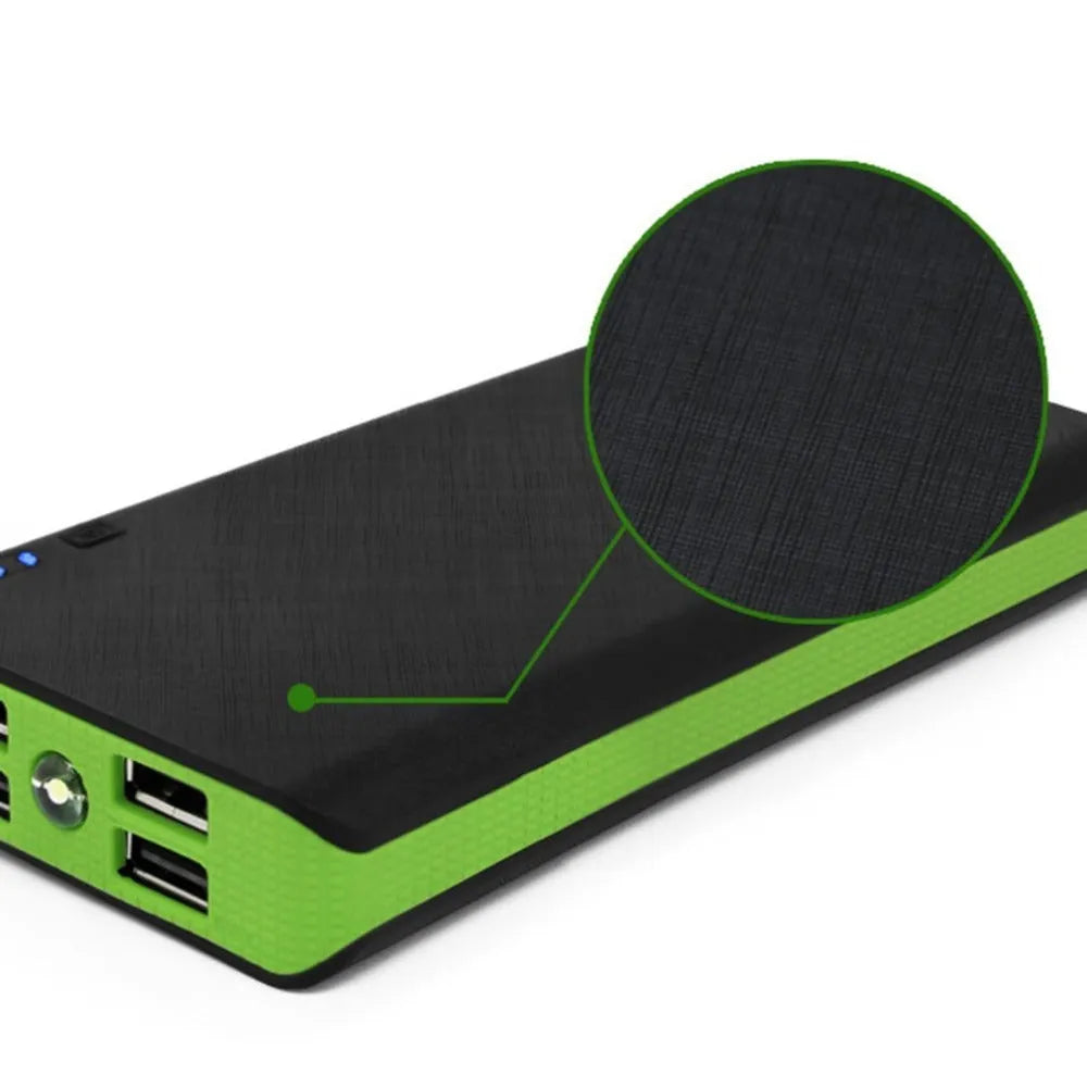 20000mAh fast charging power bank in blue colour showing dimensions 145mm by 68mm by 22mm