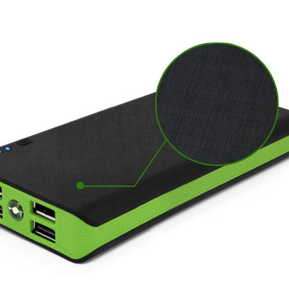 20000mAh fast charging power bank in blue colour showing dimensions 145mm by 68mm by 22mm