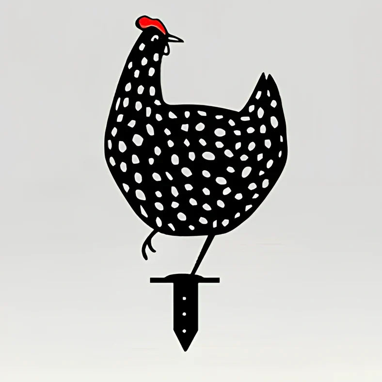Set of powder-coated metal chicken yard art stakes, sizes 15-35 cm, with lifelike hen silhouettes for garden decor