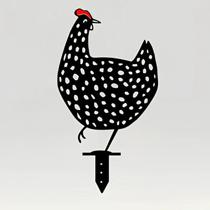 Set of powder-coated metal chicken yard art stakes, sizes 15-35 cm, with lifelike hen silhouettes for garden decor