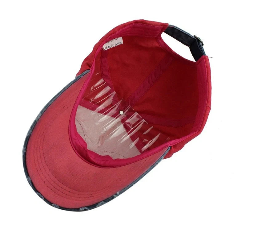 Multicolor cotton baseball hip hop cap with adjustable snapback and 7cm visor