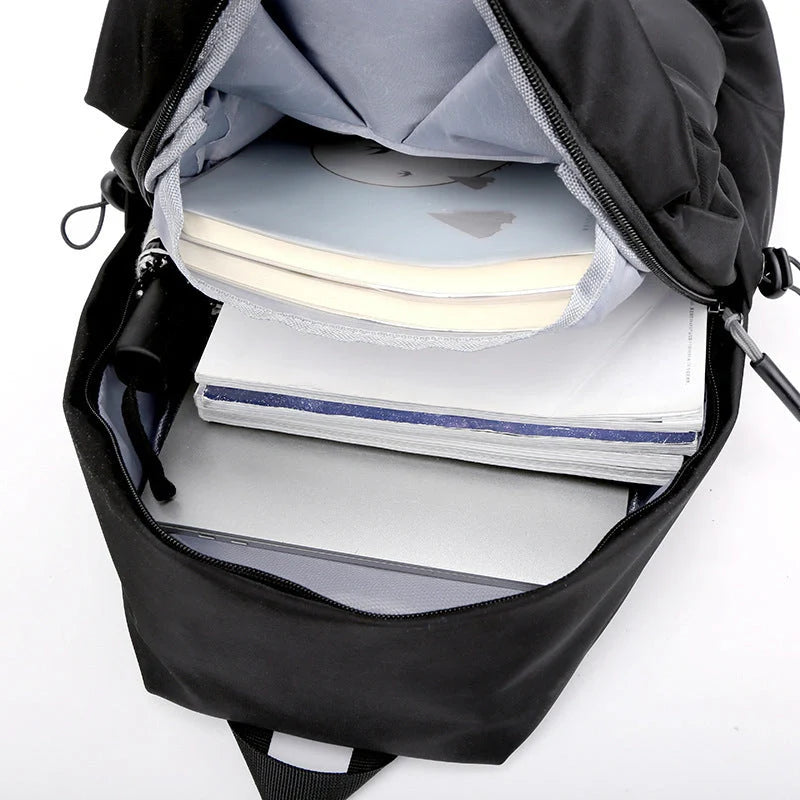 Sleek and durable nylon backpack with spacious compartments for everyday use.