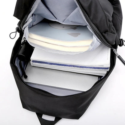 Sleek and durable nylon backpack with spacious compartments for everyday use.