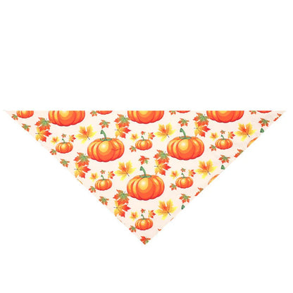 Cozy Thanksgiving-themed pet collar made of absorbent cloth material to catch drool and prevent messes during the holiday festivities.