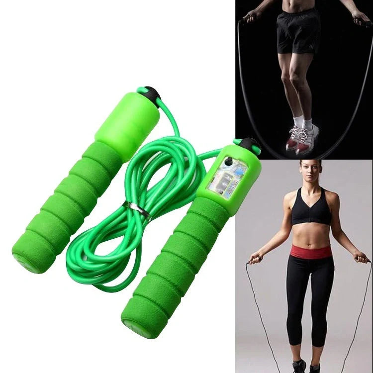 Jump Rope with Counter in vibrant colors, featuring a built-in jump tracker and ergonomic sponge handles.