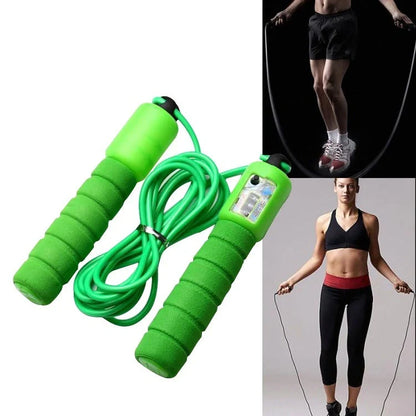 Jump Rope with Counter in vibrant colors, featuring a built-in jump tracker and ergonomic sponge handles.