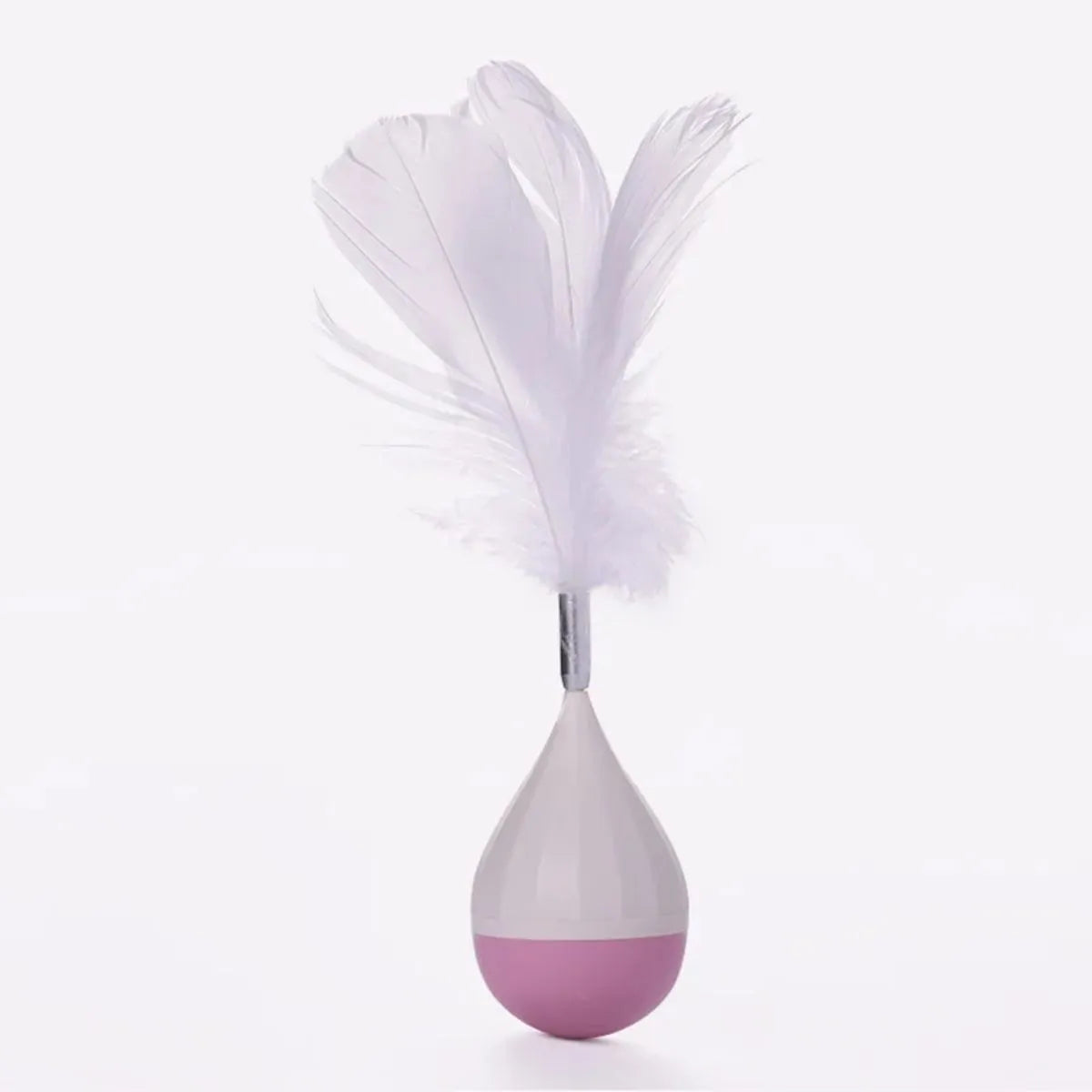 Feather tumbler cat toy with aluminium alloy frame and goose feather lure in green colour