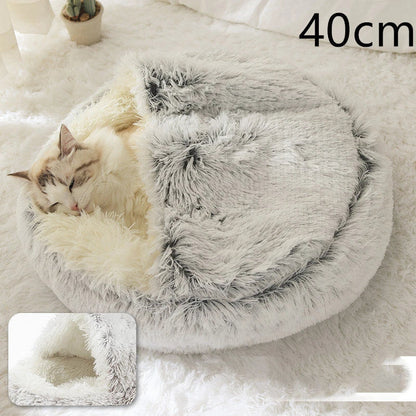 Cozy pet bed with plush and warm fabric for cats and dogs