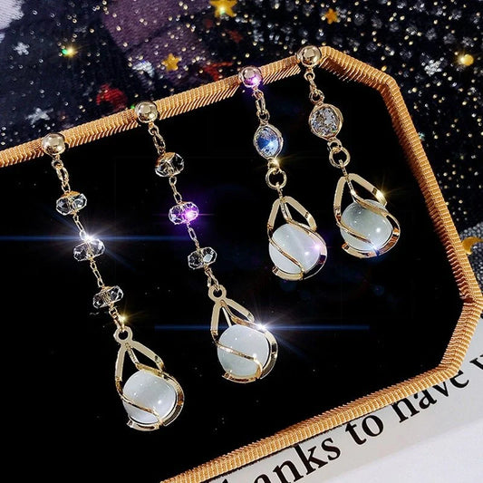 Crystal opal earrings with water drop design in various colors