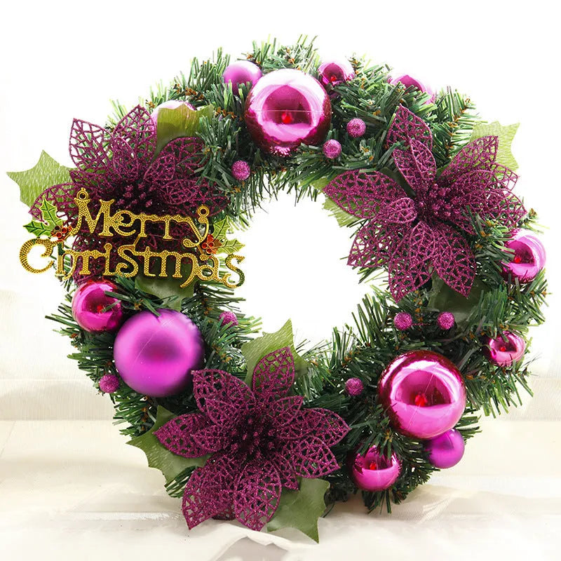 30cm multicolour plastic Christmas wreath decoration for door or garden