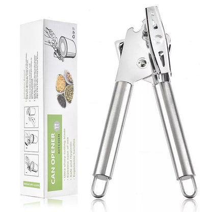 Stainless steel can opener with universal packaging options for durable and efficient can opening