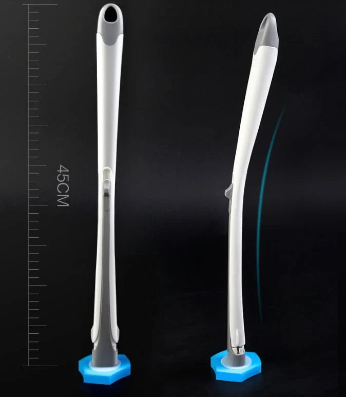 Disposable toilet cleaning brush with scrubbing pad for thorough, hygienic bathroom cleaning