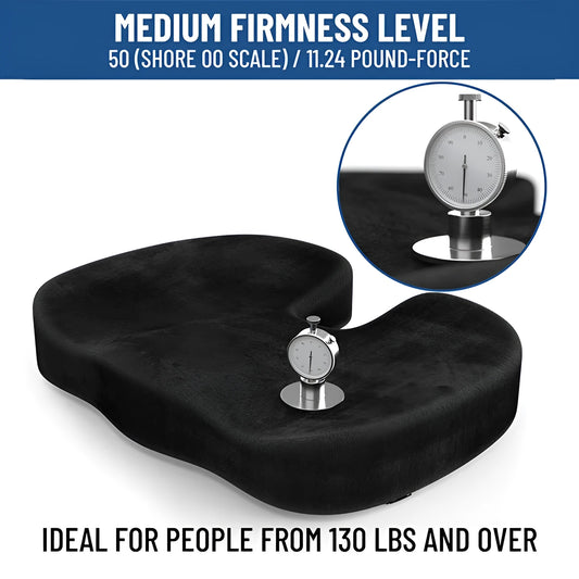 Black U-shaped memory foam seat cushion for office chair or car seat support