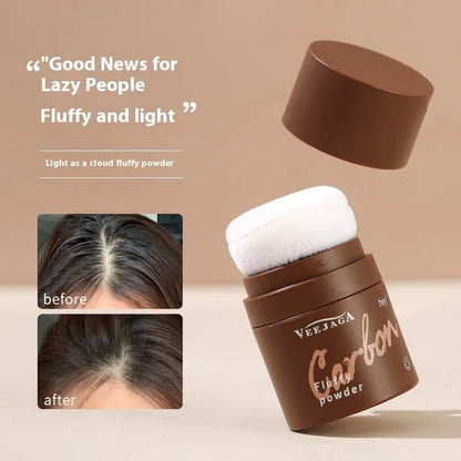 Mattifying oil control face powder container for hair bangs and hairline.