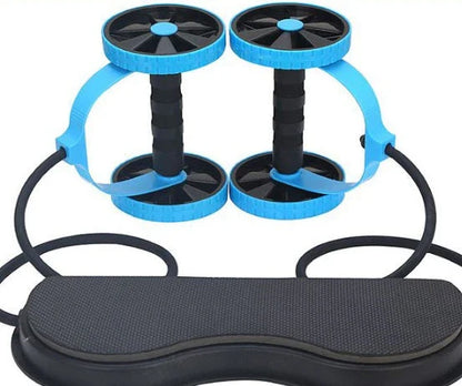 Ergonomic fitness roller with spongy wheels and anti-slip surface for full-body toning exercises at home