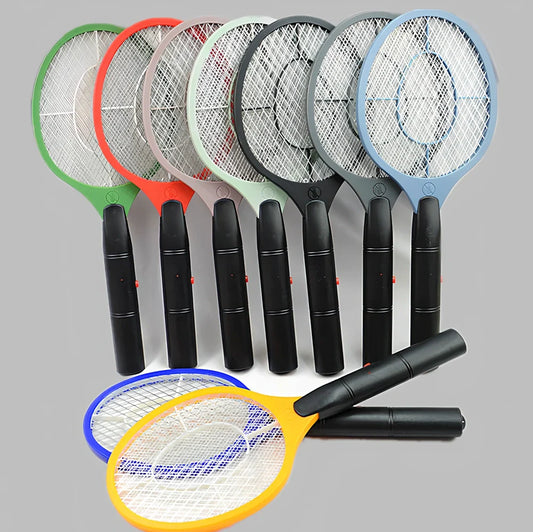 Portable black electric mosquito swatter with 3V grid, 20 cm foldable design for insect zapping