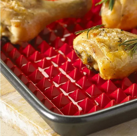 Non-Stick Silicone Pyramid Cooking Mat with grid for even cooking
