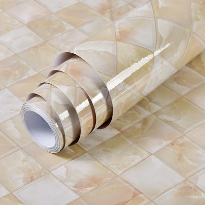 Premium peel-and-stick marble-look wall panels in various colors and sizes for kitchen and bathroom renovations