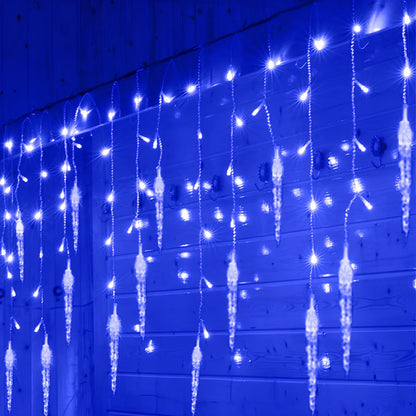 3.5m LED icicle light string with 96 lamps in varying 30cm, 40cm, 50cm lengths and 8 lighting modes