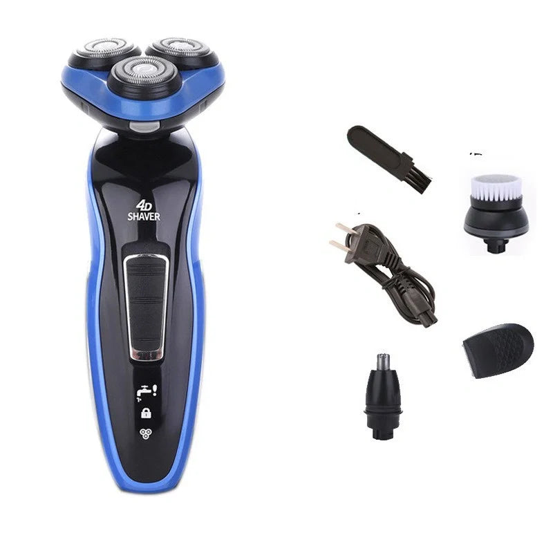 4-in-1 electric shaver for men with triple blade, rechargeable trimmer