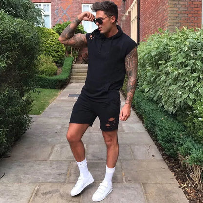 Men's cotton-blend running tights with V-neck design for enhanced performance