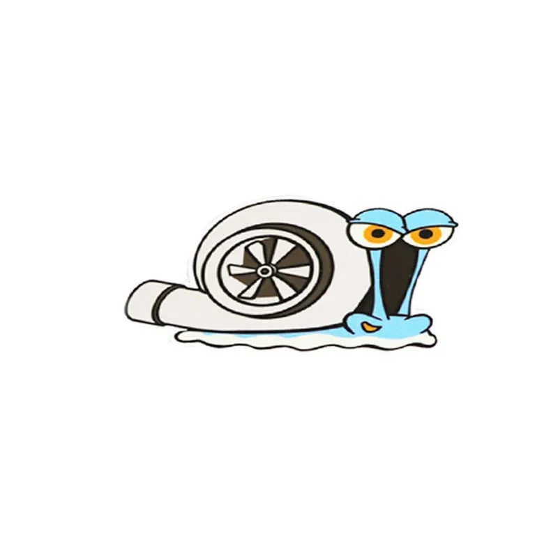 Reflective cartoon snail car sticker measuring 12x8cm with adhesive backing