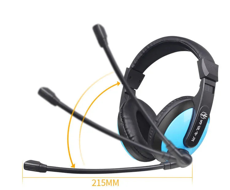 Blue760 colour e-sports gaming headset with 40mm speakers, microphone, and 3.5mm plug.