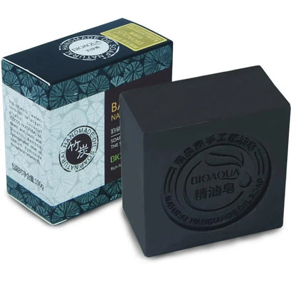 BIOAQUA 100g bamboo charcoal essential oil soap bar with natural ingredients for deep cleansing