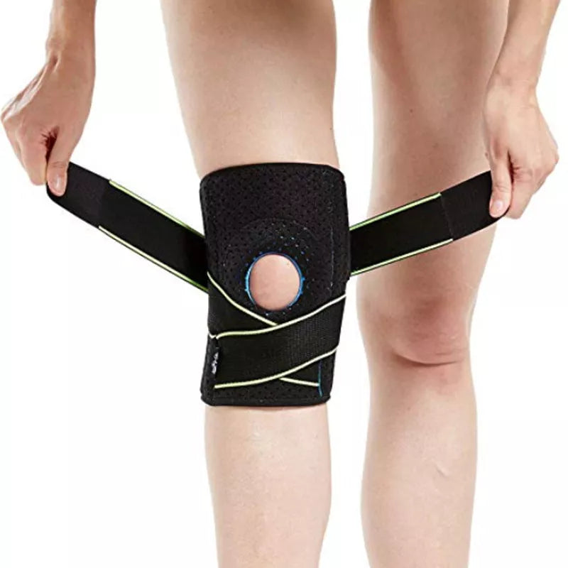 Black sports kneepads for cycling protection, lightweight and durable