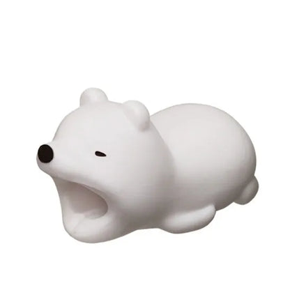 Silicone animal-shaped cable protector for Apple iPhone lightning charging cable.