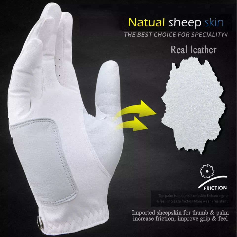 Summer thin section golf gloves made from real sheepskin leather with anti-skid particles