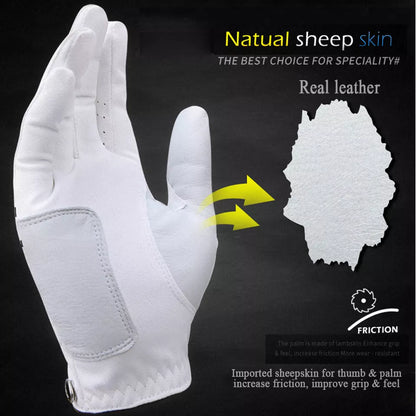 Summer thin section golf gloves made from real sheepskin leather with anti-skid particles