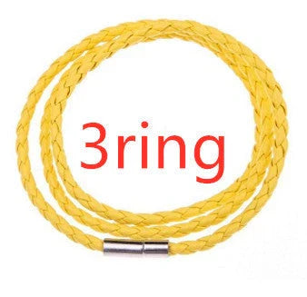 Personalized men's braided leather bracelet with stainless steel beads and custom name charm