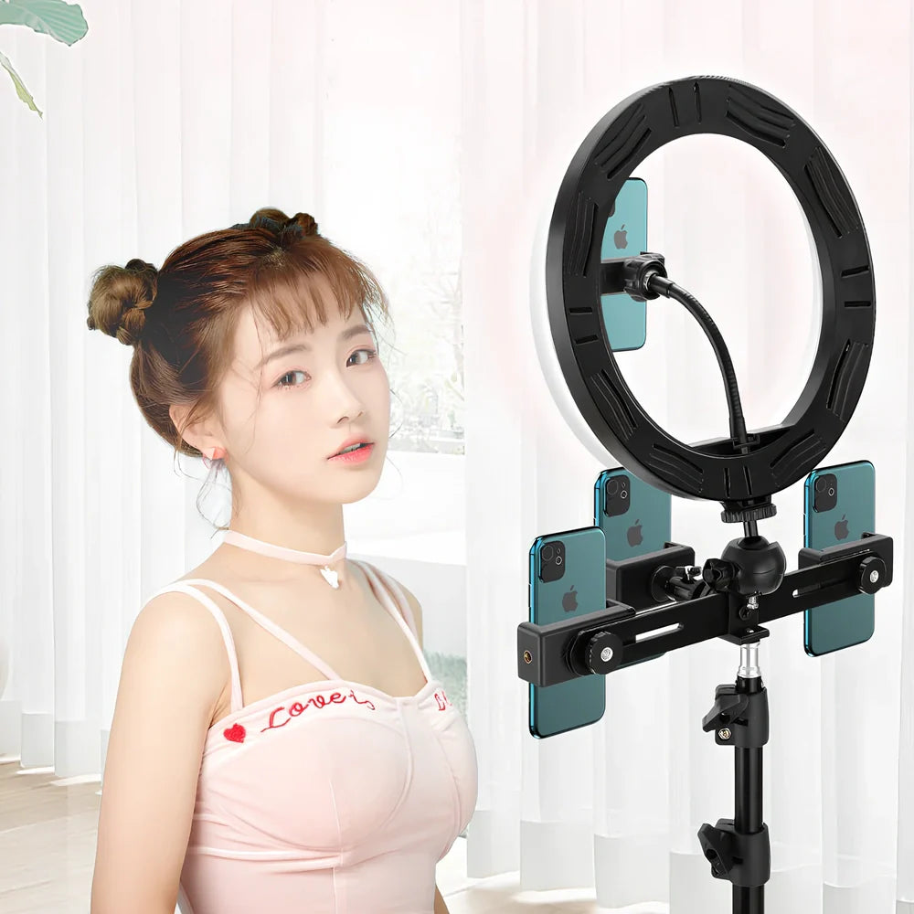 10-inch ring selfie beautifying light with adjustable 19cm metal bracket for smartphone photography