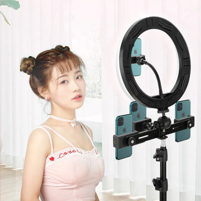 10-inch rotating ring selfie light with 19cm metal bracket for smartphone photography