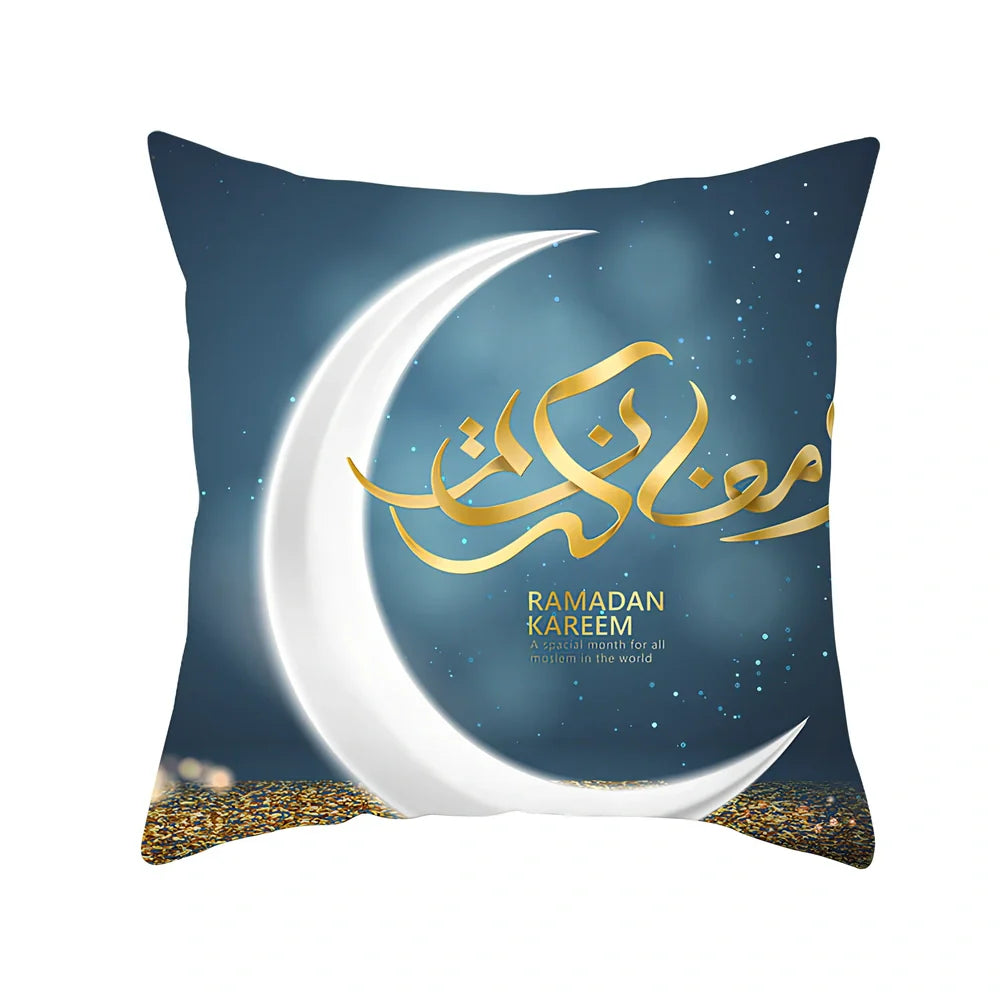 Single-sided digital printed peach skin pillowcase measuring 44cm for Ramadan Eid decor