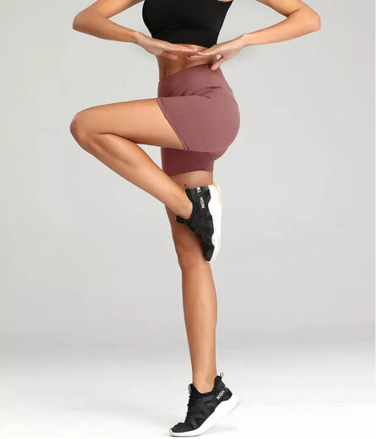 Women's nylon fitness shorts in various colors for workouts and active wear