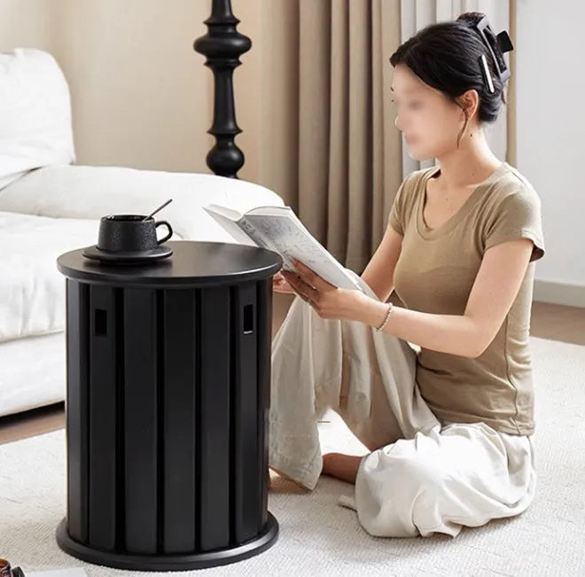 Stackable iron dining stool with round seat in modern design, showing graphic customisation option