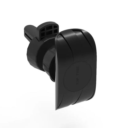 Matt black universal car phone holder with flexible gooseneck arm attached to car air vent