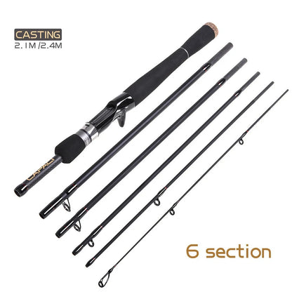 Carbon fishing rod with gun handle and sectional construction for sea perch angling