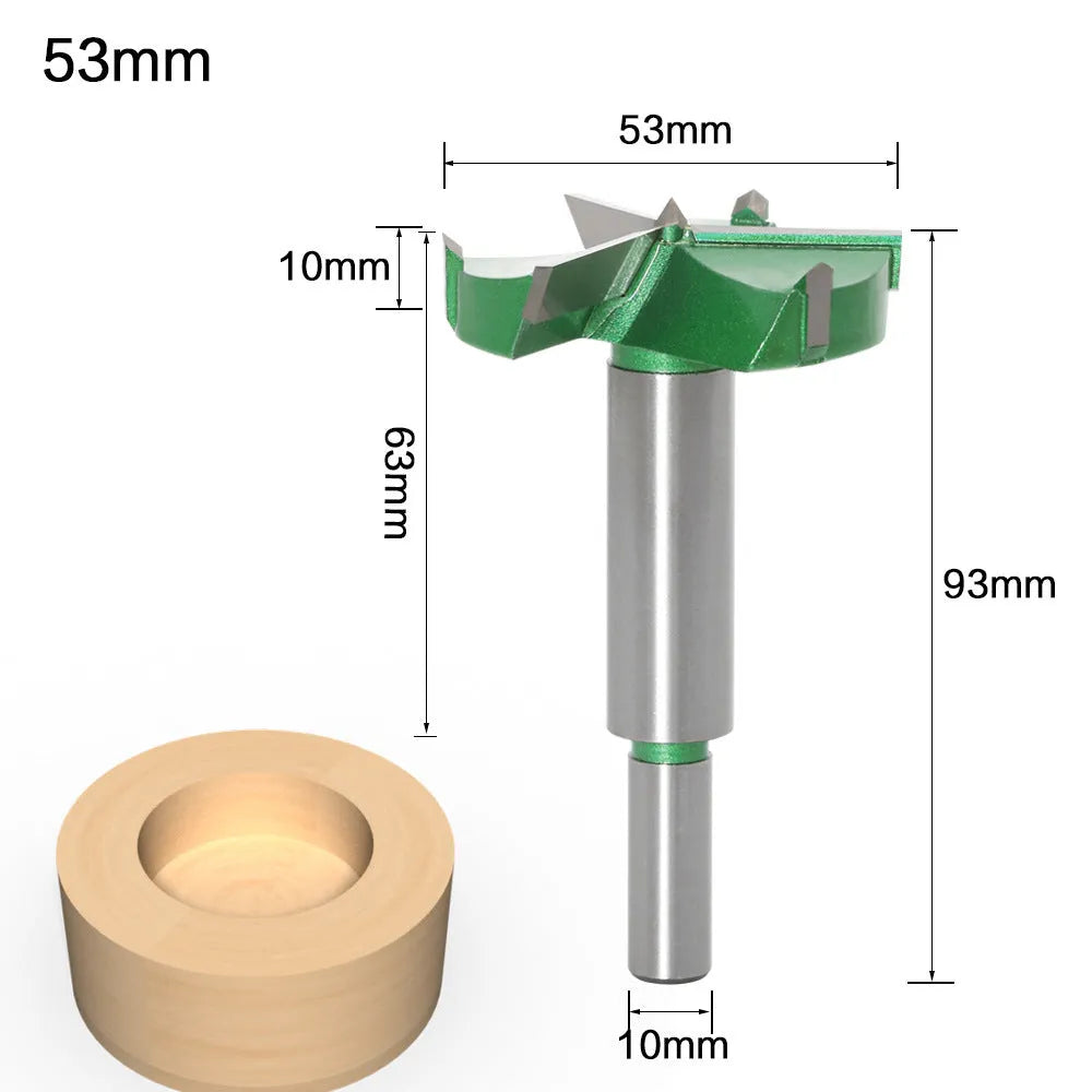 Three-edge woodworking hole opener milling cutter with carbide blade and 50mm diameter