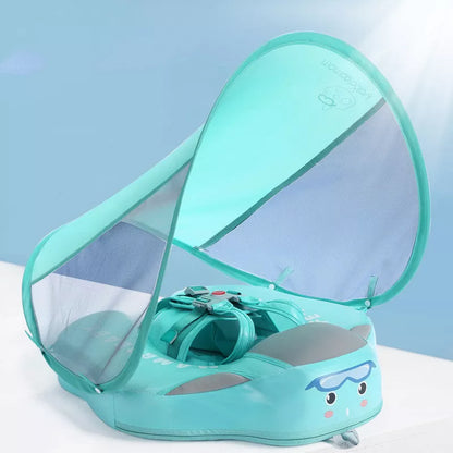 Baby Swimming Ring Floats with UPF 50+ sunshade for safe outdoor swimming