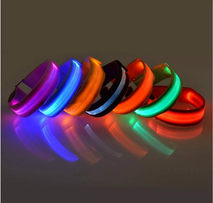 LED Illuminated Arm Band for night running safety with adjustable fit and multiple colors