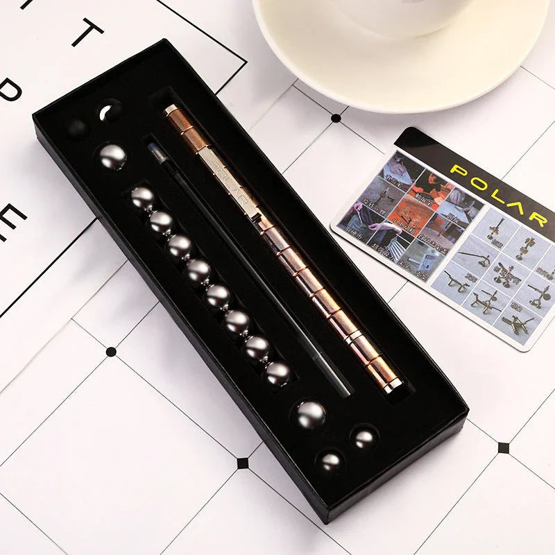 A magnetic modular pen with customizable components and accessories for stress relief, focus, and creativity